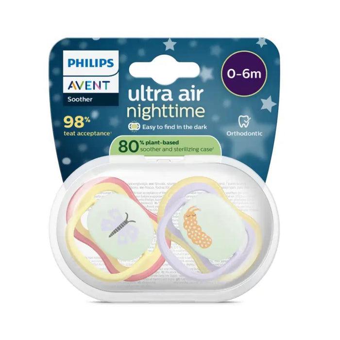 2 Chupetas Philips Avent Ultra Air Nighttime Menina 0-6m