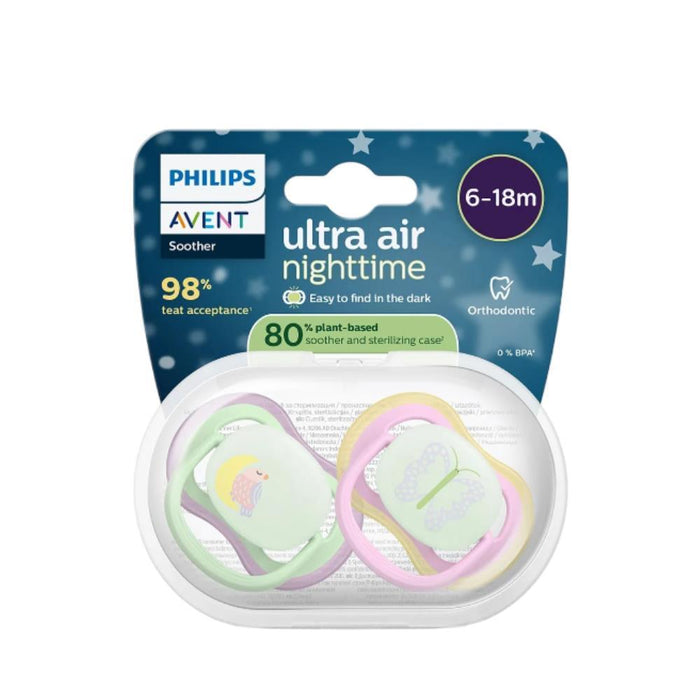 2 Chupetas Philips Avent Ultra Air Nighttime Menina 6-18m