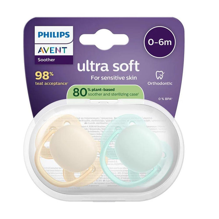 2 Chupetas Philips Avent Ultra Soft Lisa Neutra 0-6m