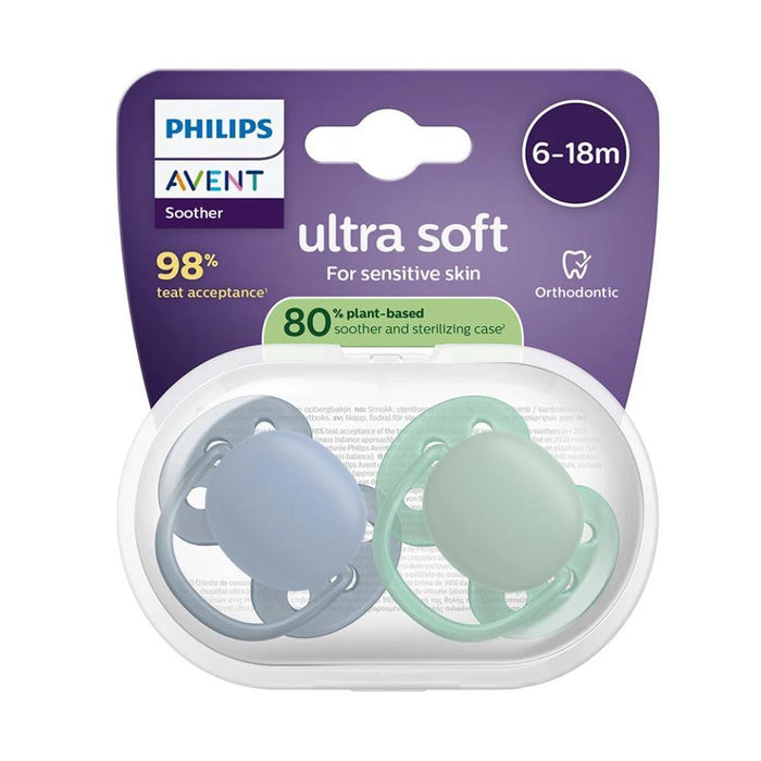 2 Chupetas Philips Avent Ultra Soft Lisa Menino 6-18m
