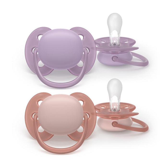 2 Chupetas Philips Avent Ultra Soft Lisa Menina 6-18m