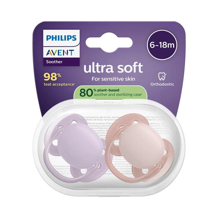 2 Chupetas Philips Avent Ultra Soft Lisa Menina 6-18m