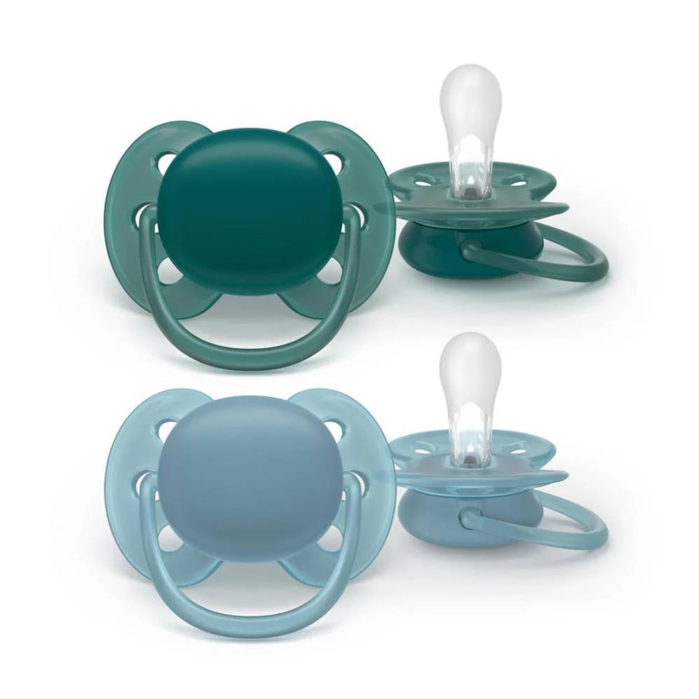 2 Philips Avent Ultra Soft Pacifiers Plain Boy +18m