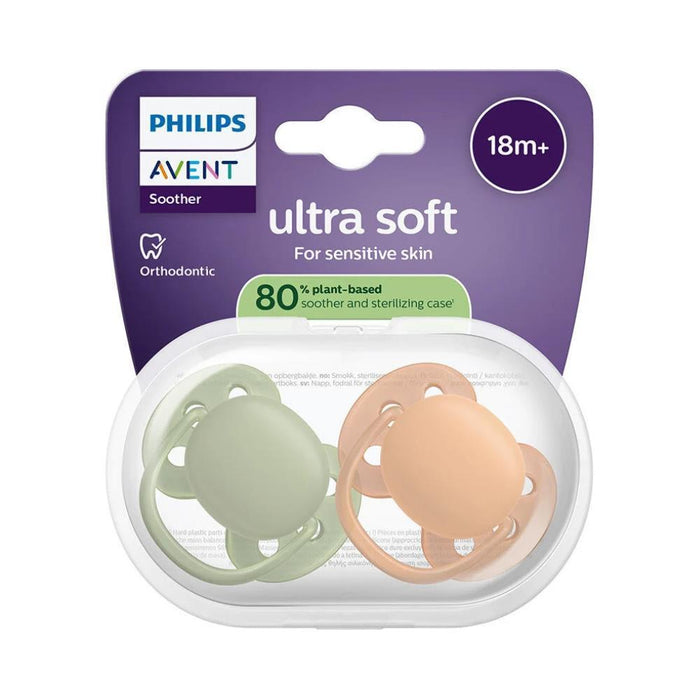 2 Chupetas Philips Avent Ultra Soft Lisa Neutra +18m