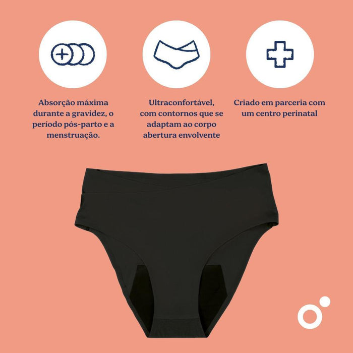 Cuecas Menstruais e PósParto Doomoo Flowly Black T3 (3XL-5XL)