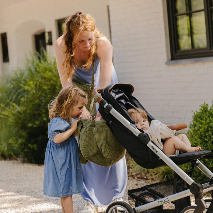 Saco de Maternidade Fluffy 2em1 com Acessórios Corduroy Kaki