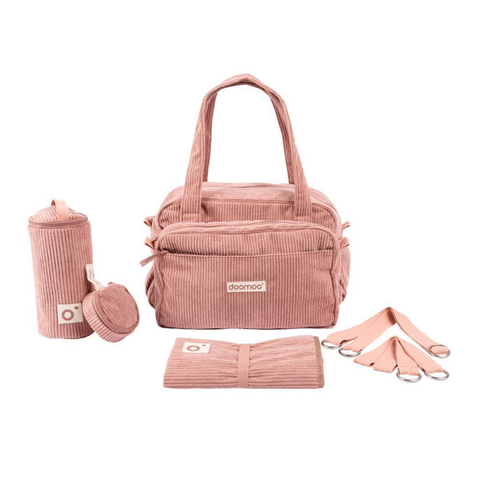 Saco de Maternidade Fluffy 2em1 com Acessórios Corduroy Pink