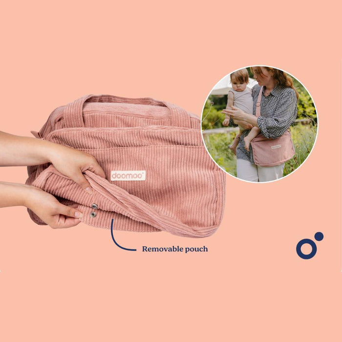 Saco de Maternidade Fluffy 2em1 com Acessórios Corduroy Pink