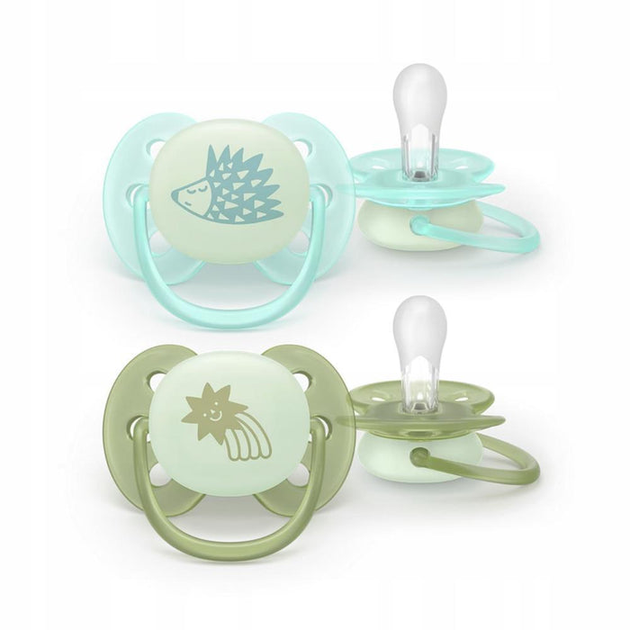 2 Chupetas Philips Avent Ultra Soft Nighttime Menino 0-6m