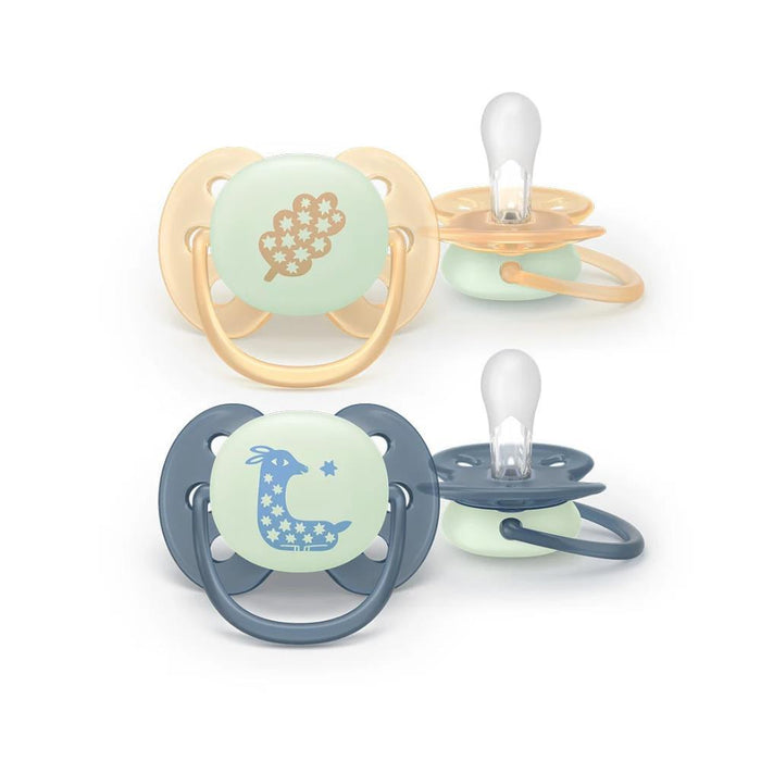 2 Chupetas Philips Avent Ultra Soft Nighttime Menino 6-18m