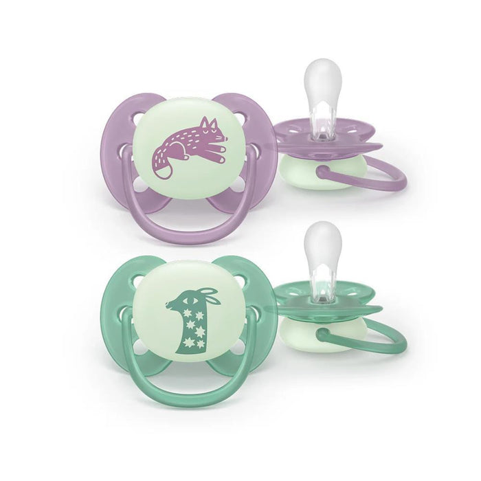 2 Chupetas Philips Avent Ultra Soft Nighttime Menina 6-18m
