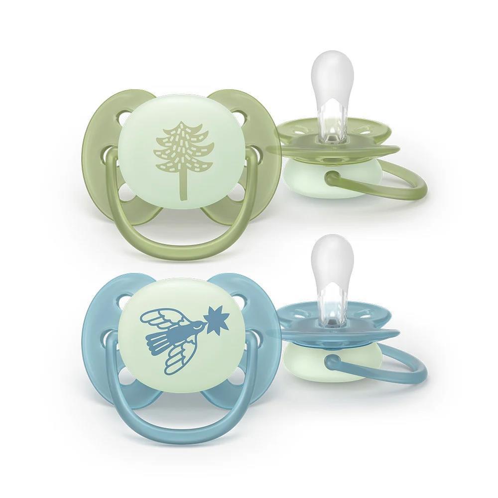 2 Philips Avent Ultra Air Nighttime Pacifiers +18m Boy