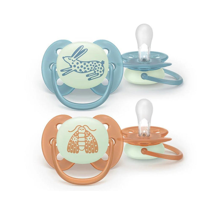 2 Chupetas Philips Avent Ultra Soft Nighttime Menino +18m