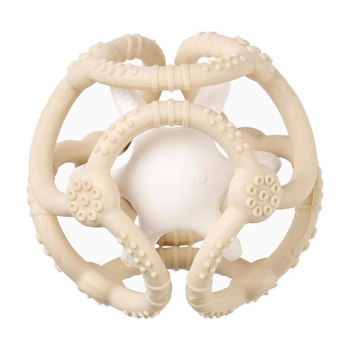 Mordedor com 2 Bolas em Silicone Nattou Argila e Branco