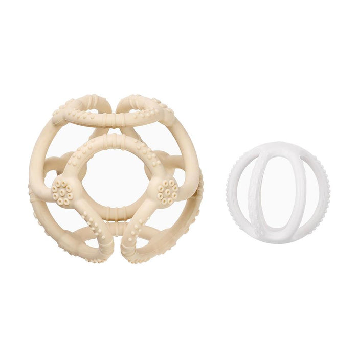 Mordedor com 2 Bolas em Silicone Nattou Argila e Branco