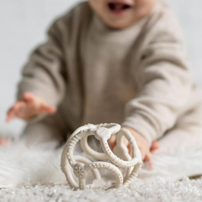 Mordedor com 2 Bolas em Silicone Nattou Argila e Branco