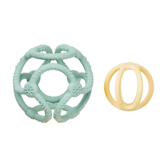 Mordedor com 2 Bolas em Silicone Nattou Verde e Amarelo