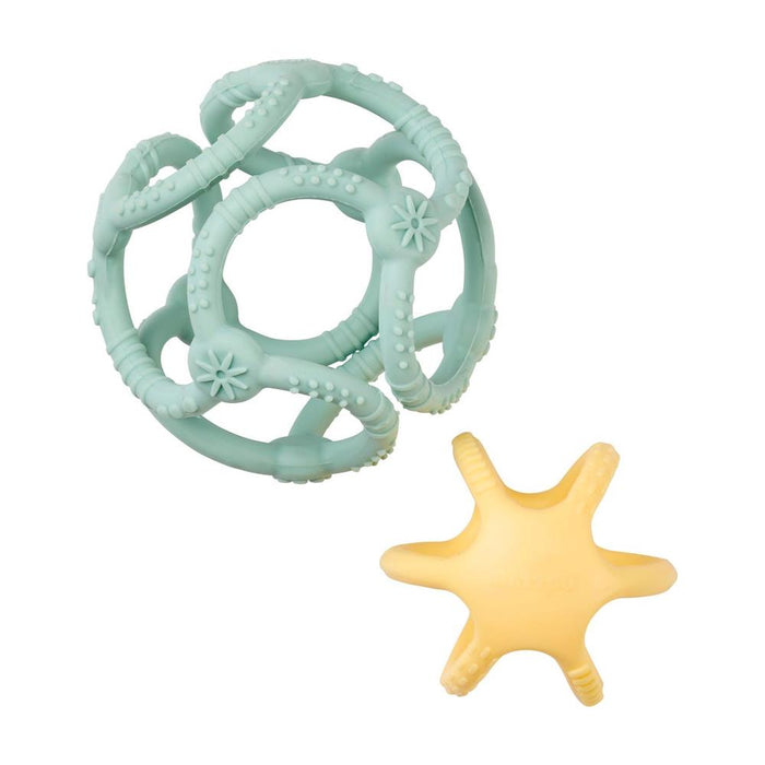 Mordedor com 2 Bolas em Silicone Nattou Verde e Amarelo