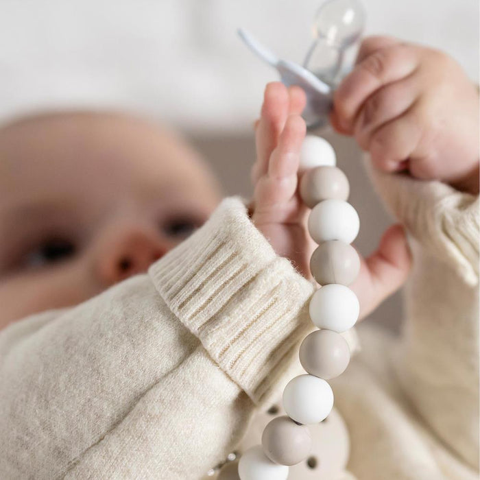 Corrente para Chupeta em Silicone Nattou Argila/Branco
