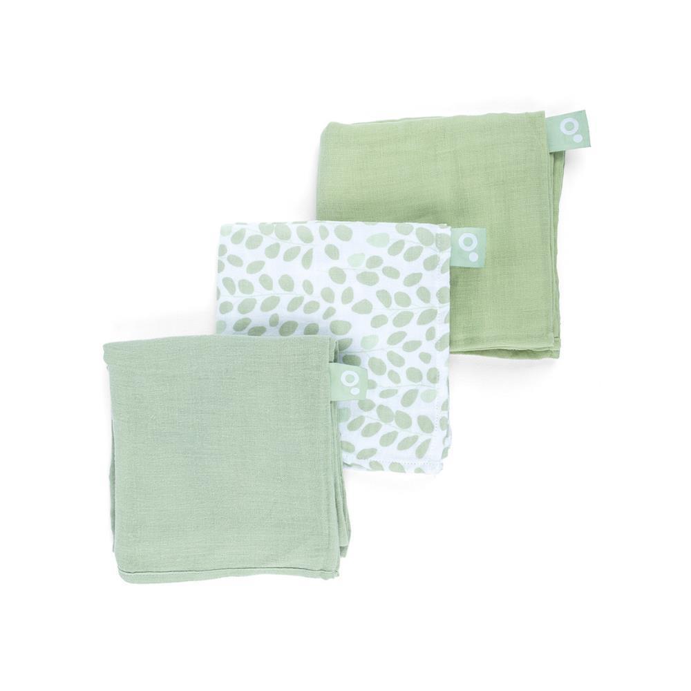 3 Musselinas Doomoo Lovely Mini Leaves Green 70x70cm