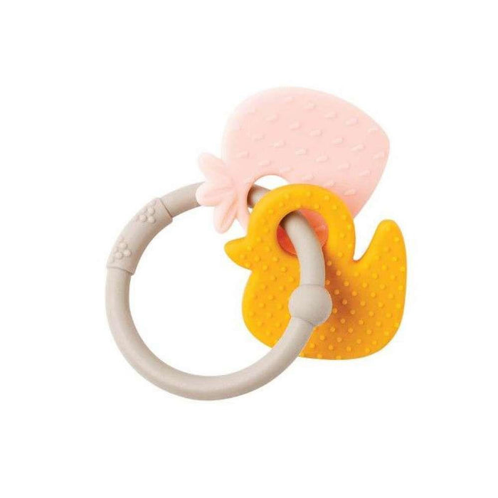 Nattou Roca/ Mordedor em Silicone Morango/Pato Cinza