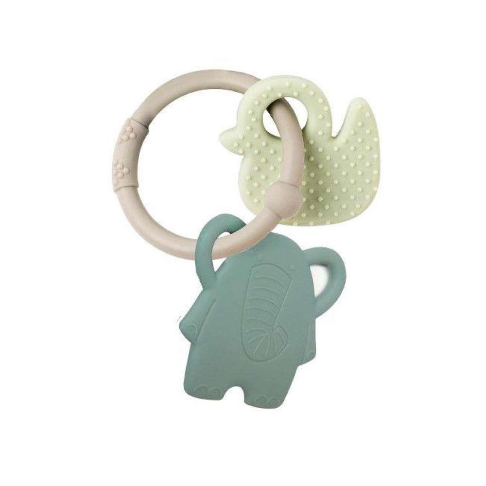 Nattou Roca/ Mordedor em Silicone Elefante/Pato Cinza