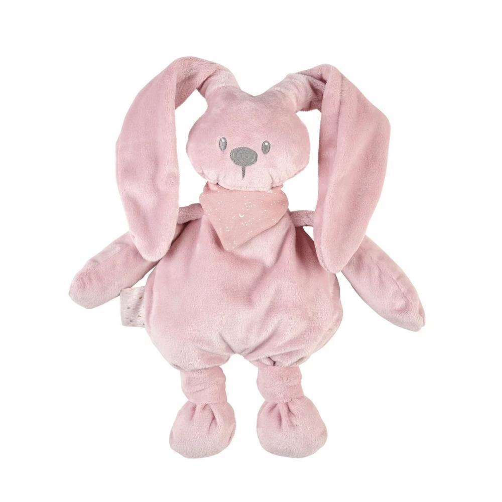 Nattou Lapidou Old Pink Rabbit Plush with Glow-in-the-Dark Scarf