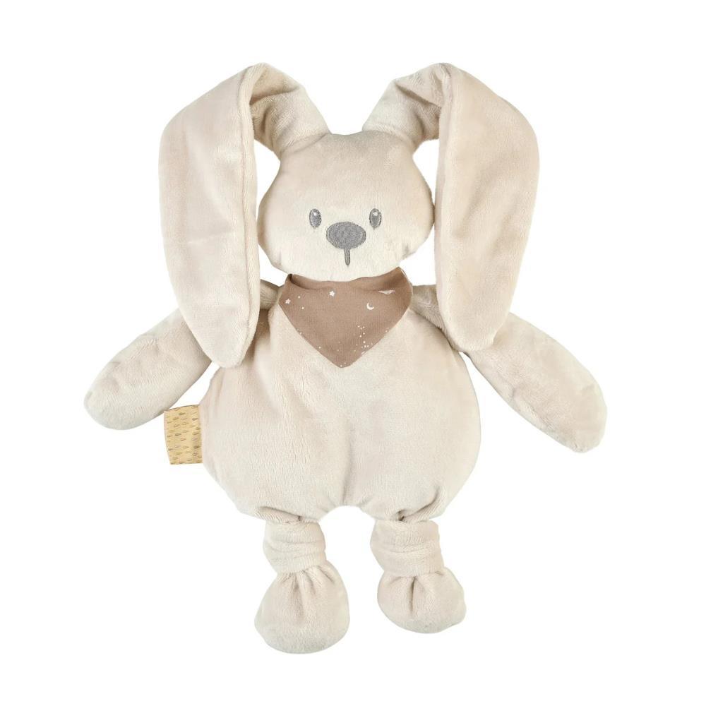 Peluche de conejo de arena Nattou Lapidou con bufanda que brilla en la oscuridad.