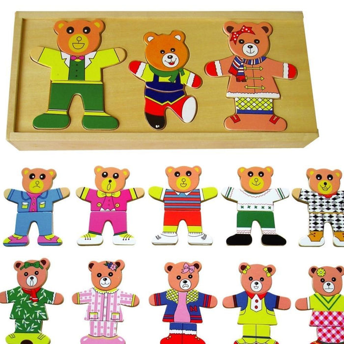 Puzzle de Encaixe Ursos em Madeira Sapin Malin