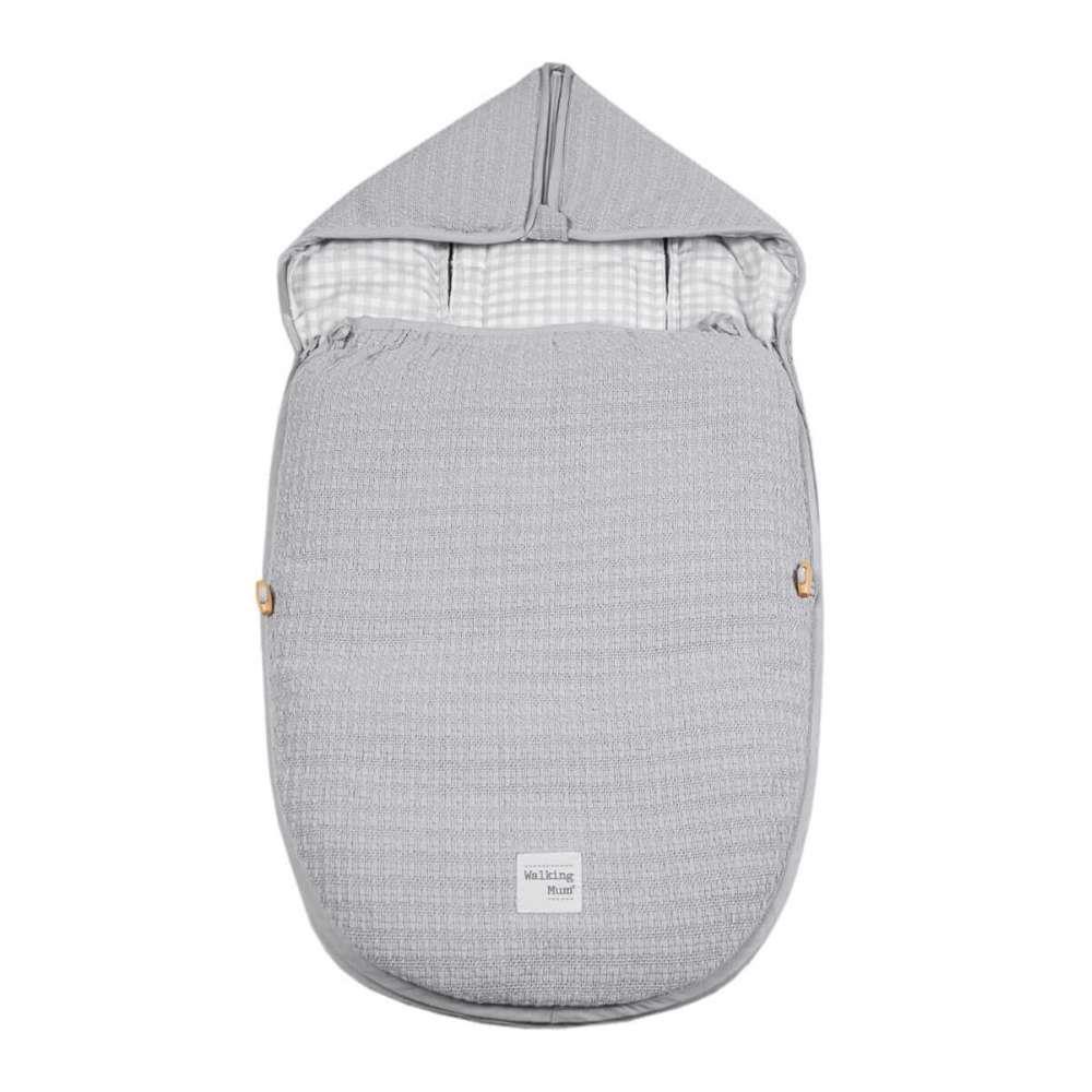 Walking Mum I Love Vichy Grey Thermal Footmuff for Group 0 Car Seat and Carrycot