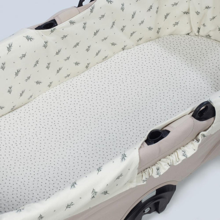 Forra/Protetor com Elástico e Lençol para Alcofa Walking Mum Mimosa Verde