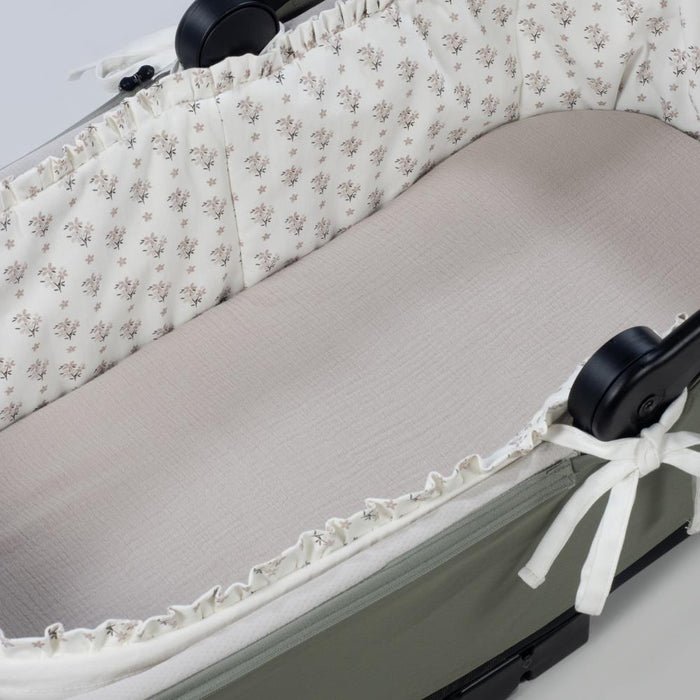 Forra/Protetor com Atilho e Lençol para Alcofa Walking Mum Botton Flowers
