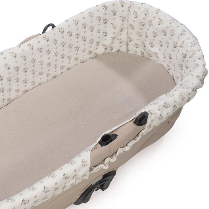 Forra/Protetor com Elástico e Lençol para Alcofa Walking Mum Botton Flowers