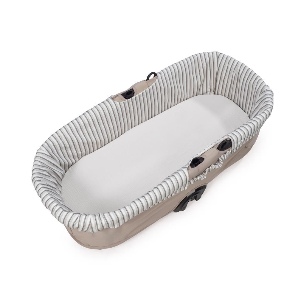 Walking Mum Botton Strips Carrycot Fitted Sheet and Protector Set