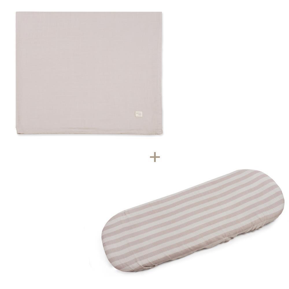 Juego de sábanas para moisés Sintra color beige para mamás que caminan