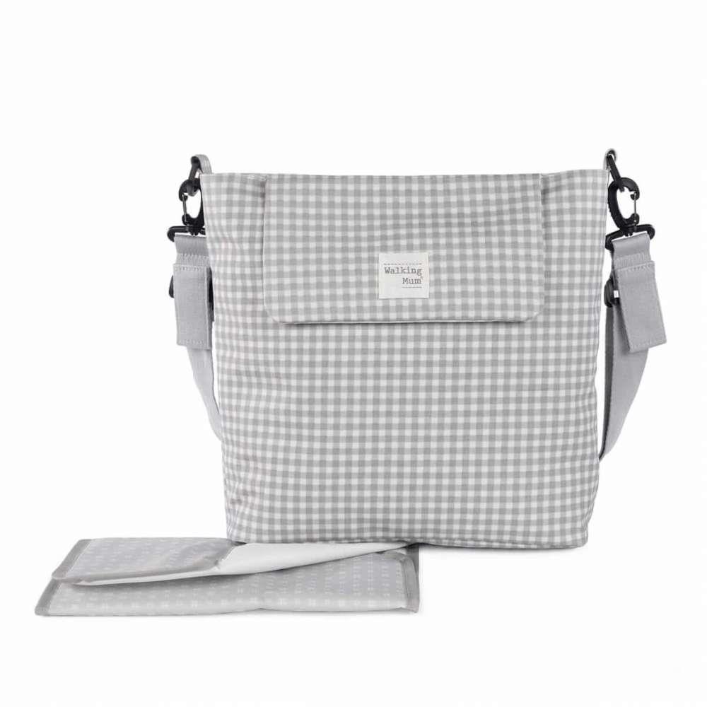 Bolso cambiador Walking Mum I Love Vichy gris con cambiador