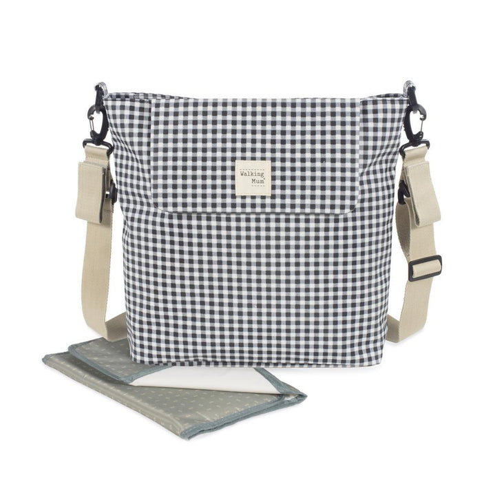 Saco com Muda Fraldas Walking Mum I Love Vichy Preto