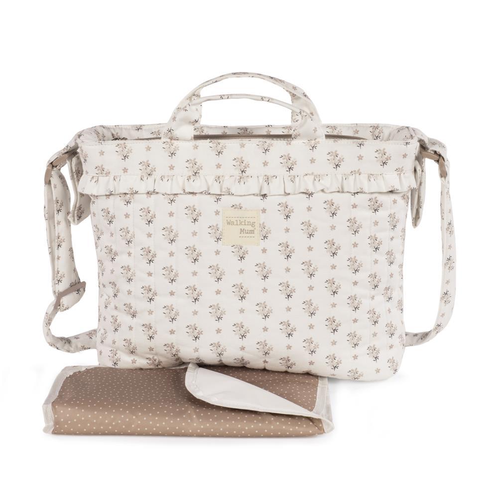 Bolso cambiador Walking Mum Bottom Flowers con cambiador incluido.