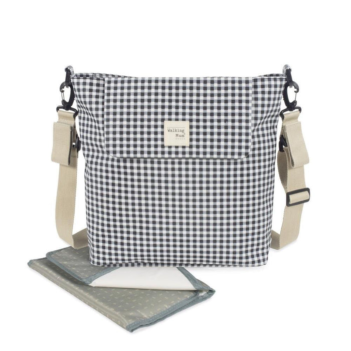 Saco com Muda Fraldas Walking Mum I Love Vichy Negro