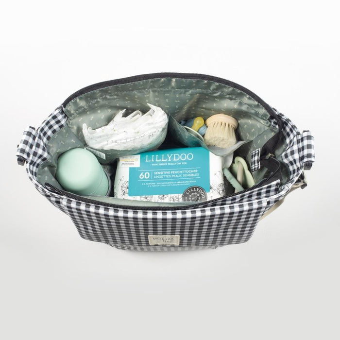 Saco com Muda Fraldas Walking Mum I Love Vichy Negro