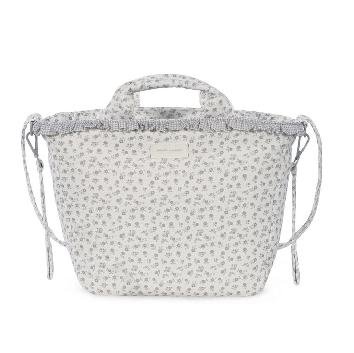 Saco com Muda Fraldas Pasito a Pasito Little Bloom Flowers Grey