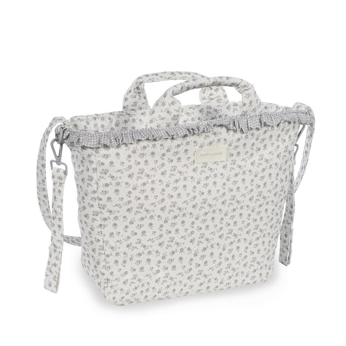 Saco com Muda Fraldas Pasito a Pasito Little Bloom Flowers Grey