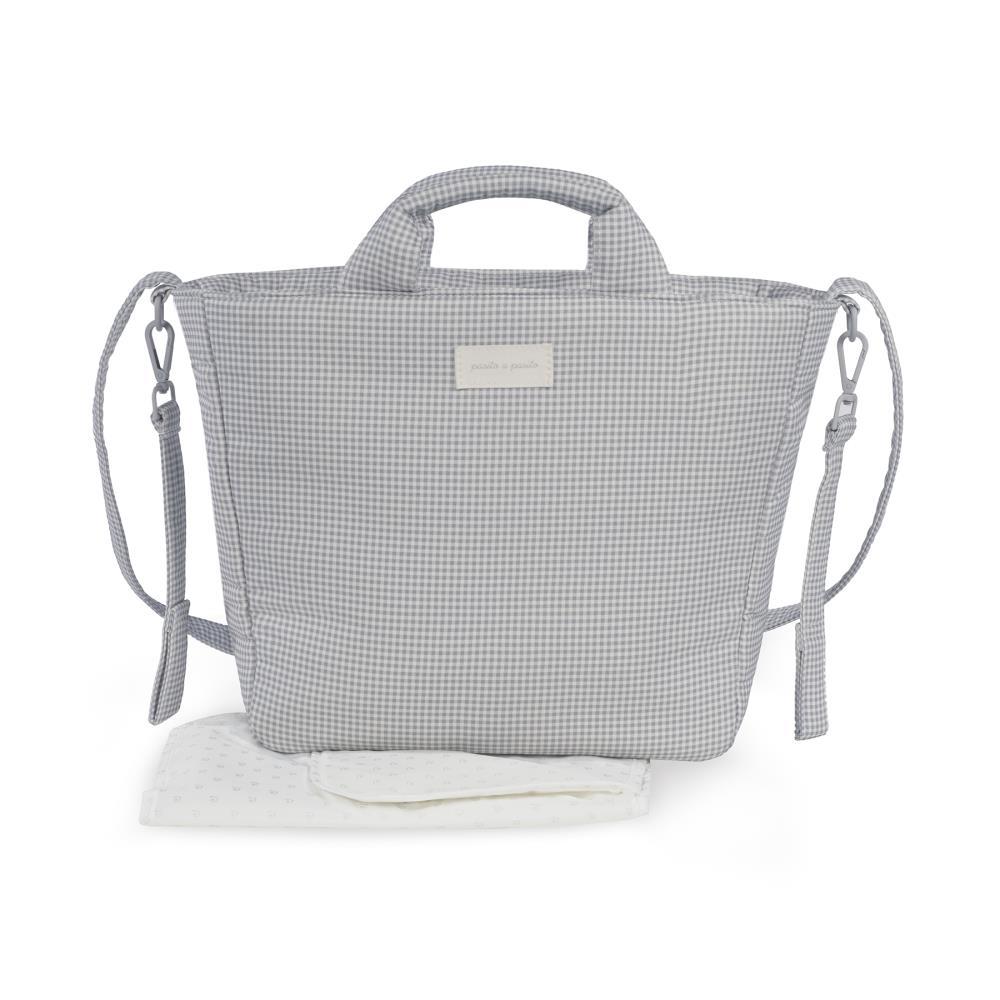 Saco com Muda Fraldas Pasito a Pasito Little Bloom Vichy Grey