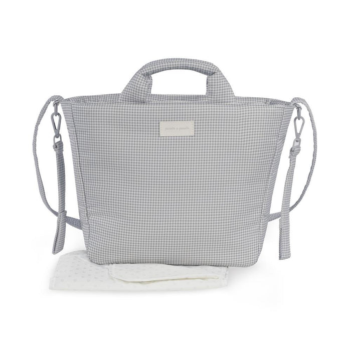 Saco com Muda Fraldas Pasito a Pasito Little Bloom Vichy Grey