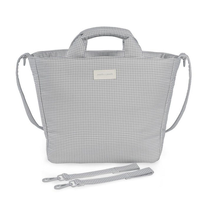 Saco com Muda Fraldas Pasito a Pasito Little Bloom Vichy Grey