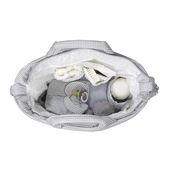 Saco com Muda Fraldas Pasito a Pasito Little Bloom Vichy Grey