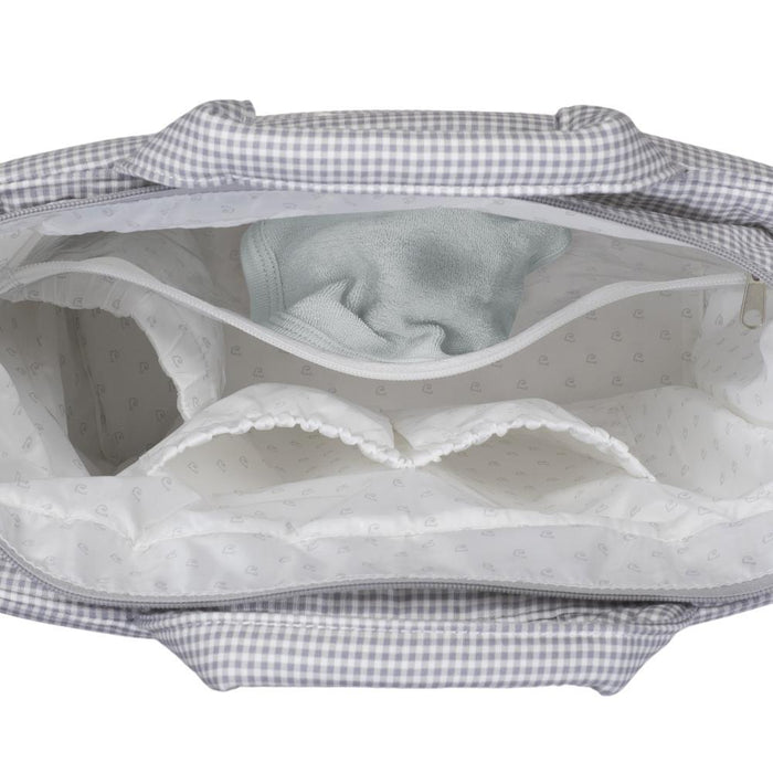 Saco com Muda Fraldas Pasito a Pasito Little Bloom Vichy Grey