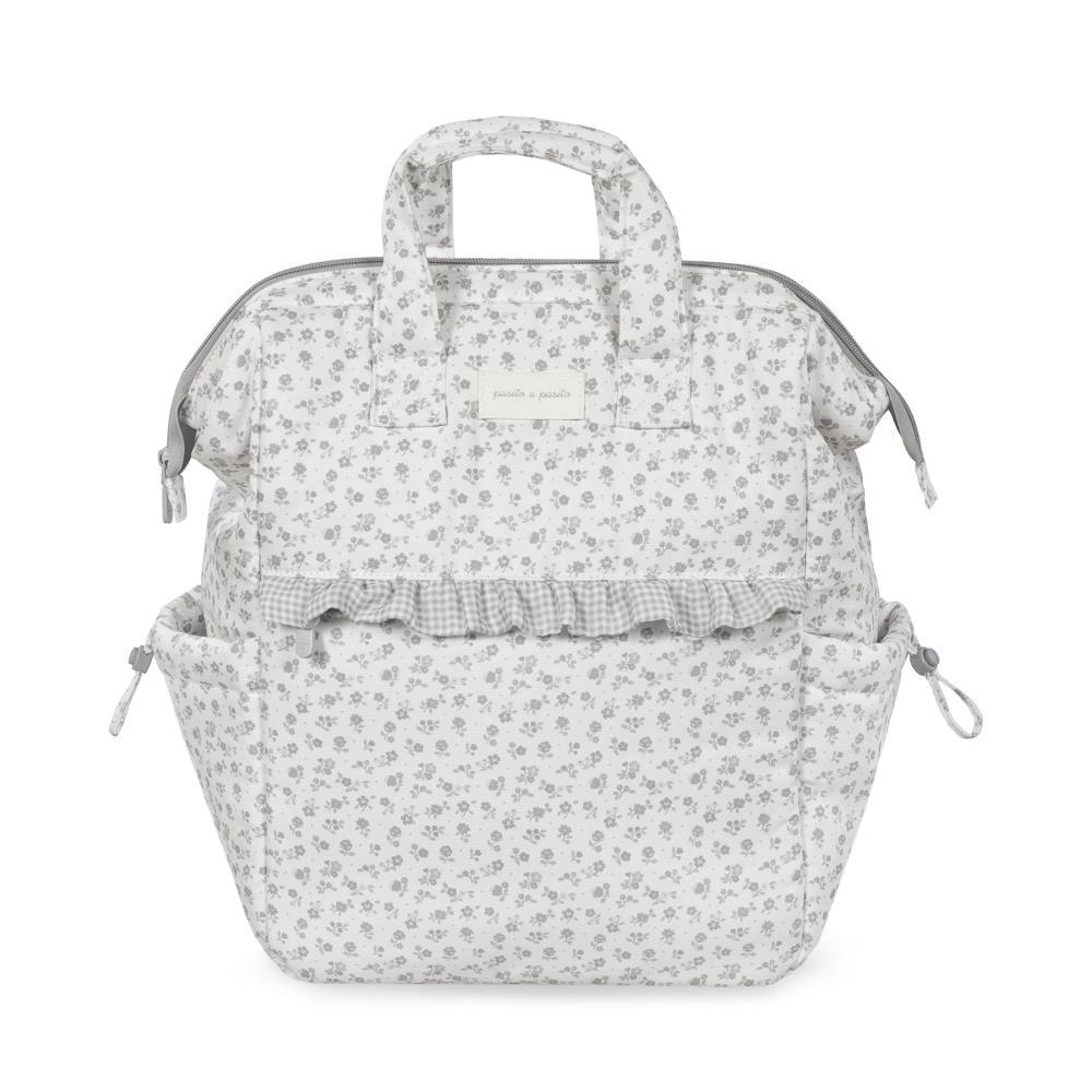 Pasito a Pasito Little Bloom Flowers Grey Backpack
