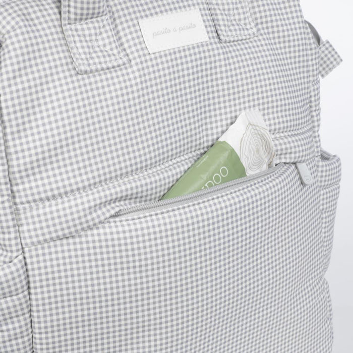 Mochila Pasito a Pasito Little Bloom Vichy Grey