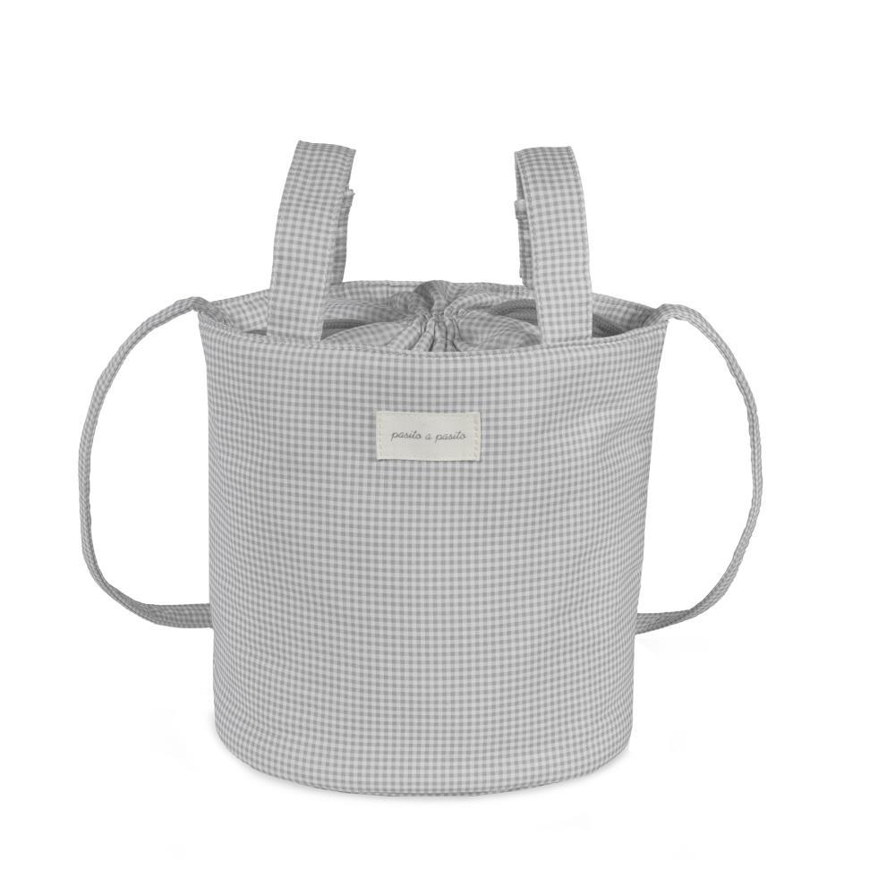 Pasito a Pasito Little Vichy Grey Bucket Organizer Bag
